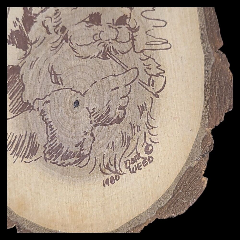 Rare Folk Artist Don Weed Signed Santa Smoking Wood Burned Christmas Decor 1980 - Picture 7 of 10